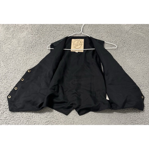 Cowboy Leather Vest Mine Bills Outfitters Medium Western Biker Black Fringe Mens - Picture 6 of 8